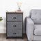 Modern Side Table Nightstand Storage Dresser Chest with 3 Fabric Removable Drawers and Metal Frame
